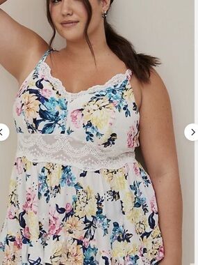 Torrid BABYDOLL EYELET WITH LACE DETAIL TOP